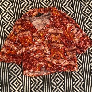 Geometrical Button Up Crop Too Sz Small